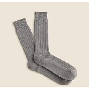 J.Crew Ribbed Cotton Blend Socks Mens One Size Brownish Gray Stretchy Mid Calf